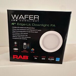 RAB 4" 9W LED Edge-Lit Wafer Downlight - Baffle Trim - Multiple Color- 6 PACK